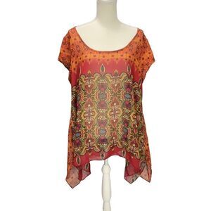 Skye’s the limit Woman Sheer Pullover Blouse Scoop Neck Cap Sleeve Plus Size 1X